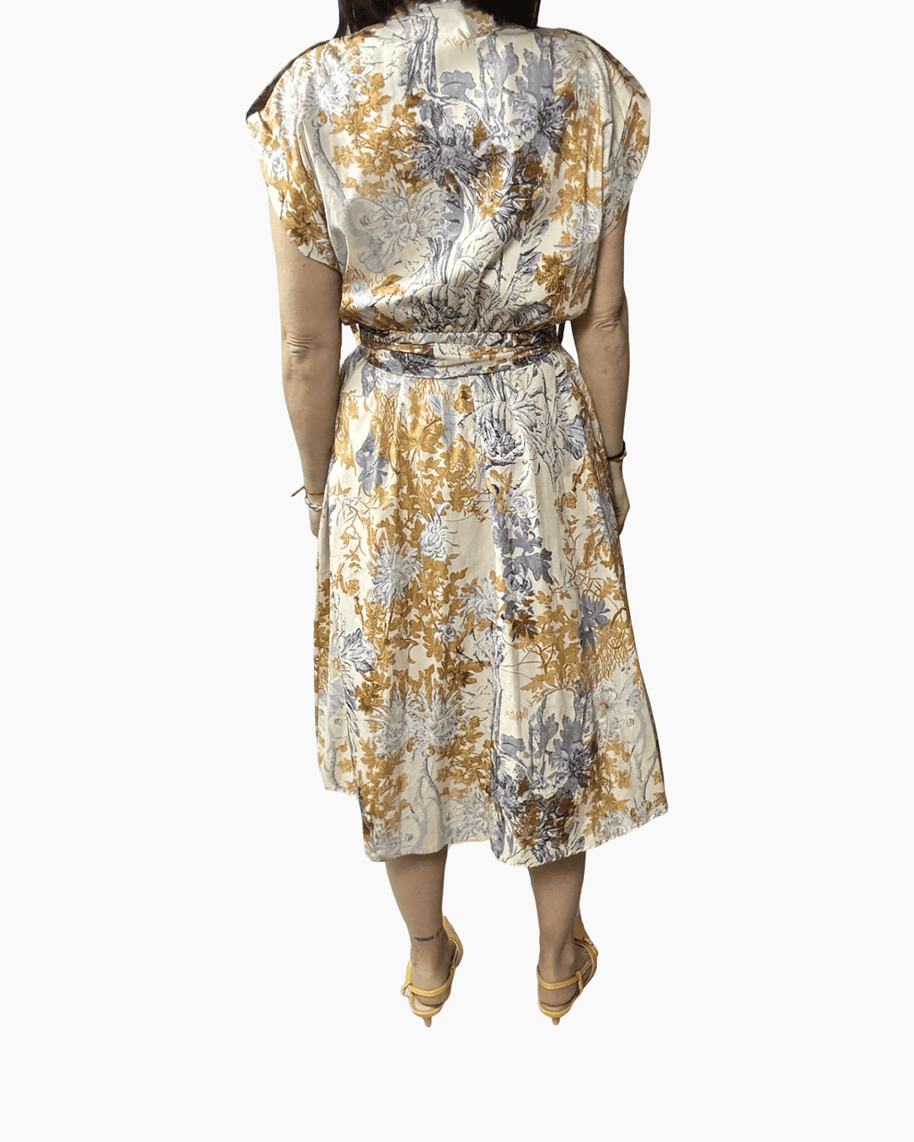 ABITO MIDI A FANTASIA GIALLO HAVEONE - XE BLU ABBIGLIAMENTO