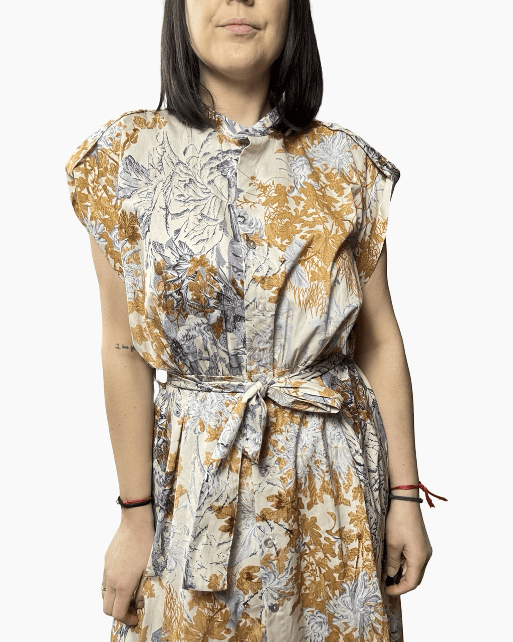 ABITO MIDI A FANTASIA GIALLO HAVEONE - XE BLU ABBIGLIAMENTO