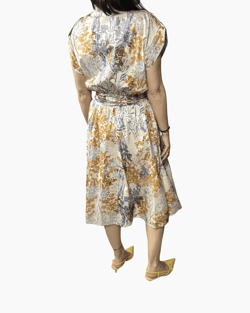 ABITO MIDI A FANTASIA GIALLO HAVEONE - XE BLU ABBIGLIAMENTO