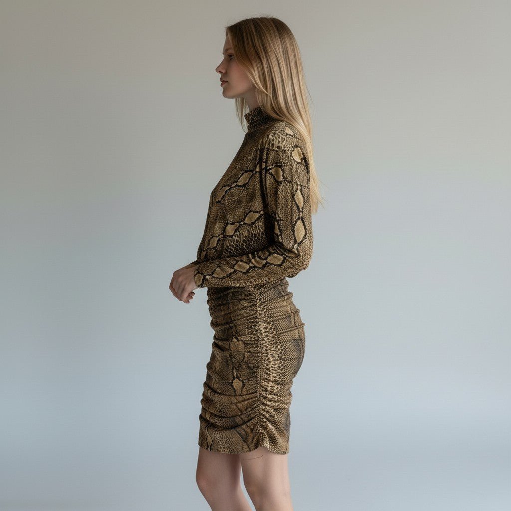 ABITO PITONATO CON SCOLLO PROFONDO VICOLO - XE BLU Abbigliamento Donna