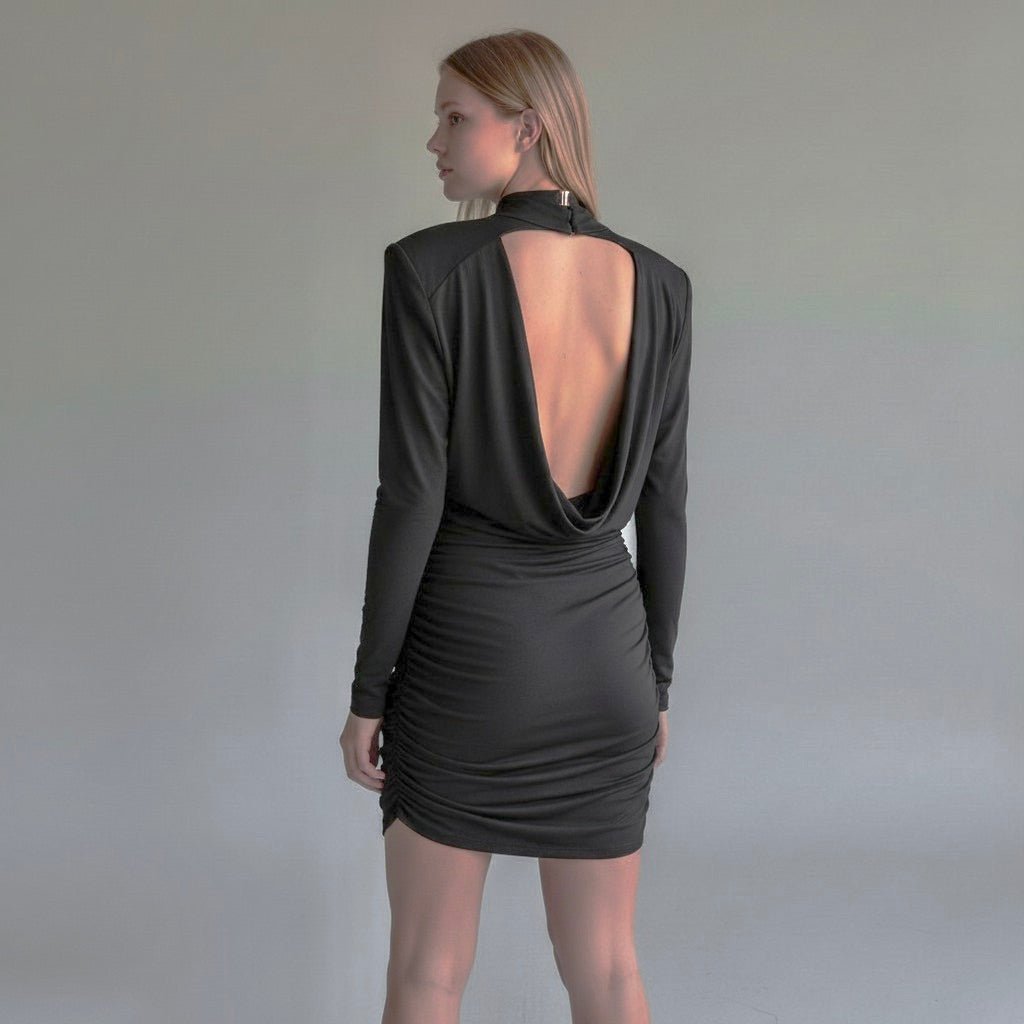 ABITO TINTA UNITA CON SCOLLO PROFONDO VICOLO - XE BLU Abbigliamento Donna