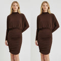 ABITO TINTA UNITA CON SCOLLO PROFONDO VICOLO - XE BLU Abbigliamento Donna