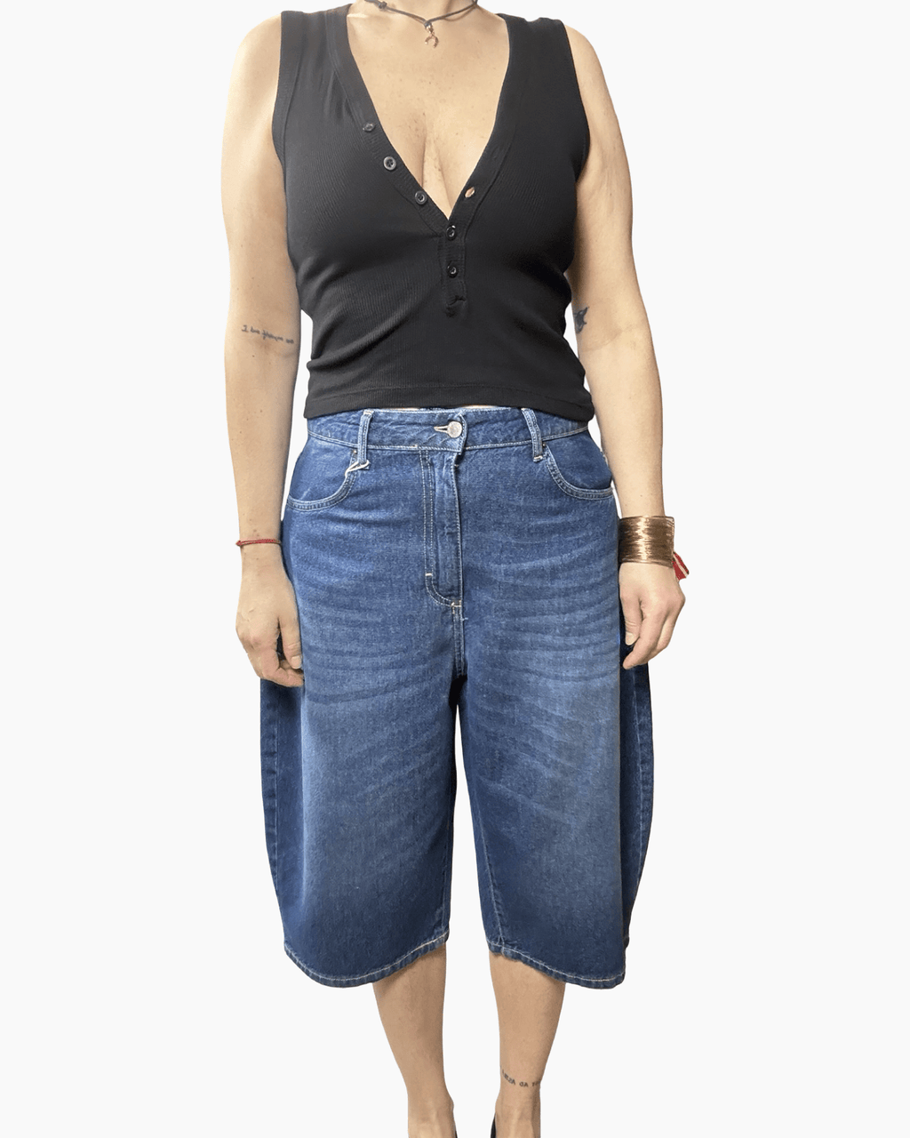 BERMUDA CARROT IN DENIM MOTEL - XE BLU ABBIGLIAMENTO