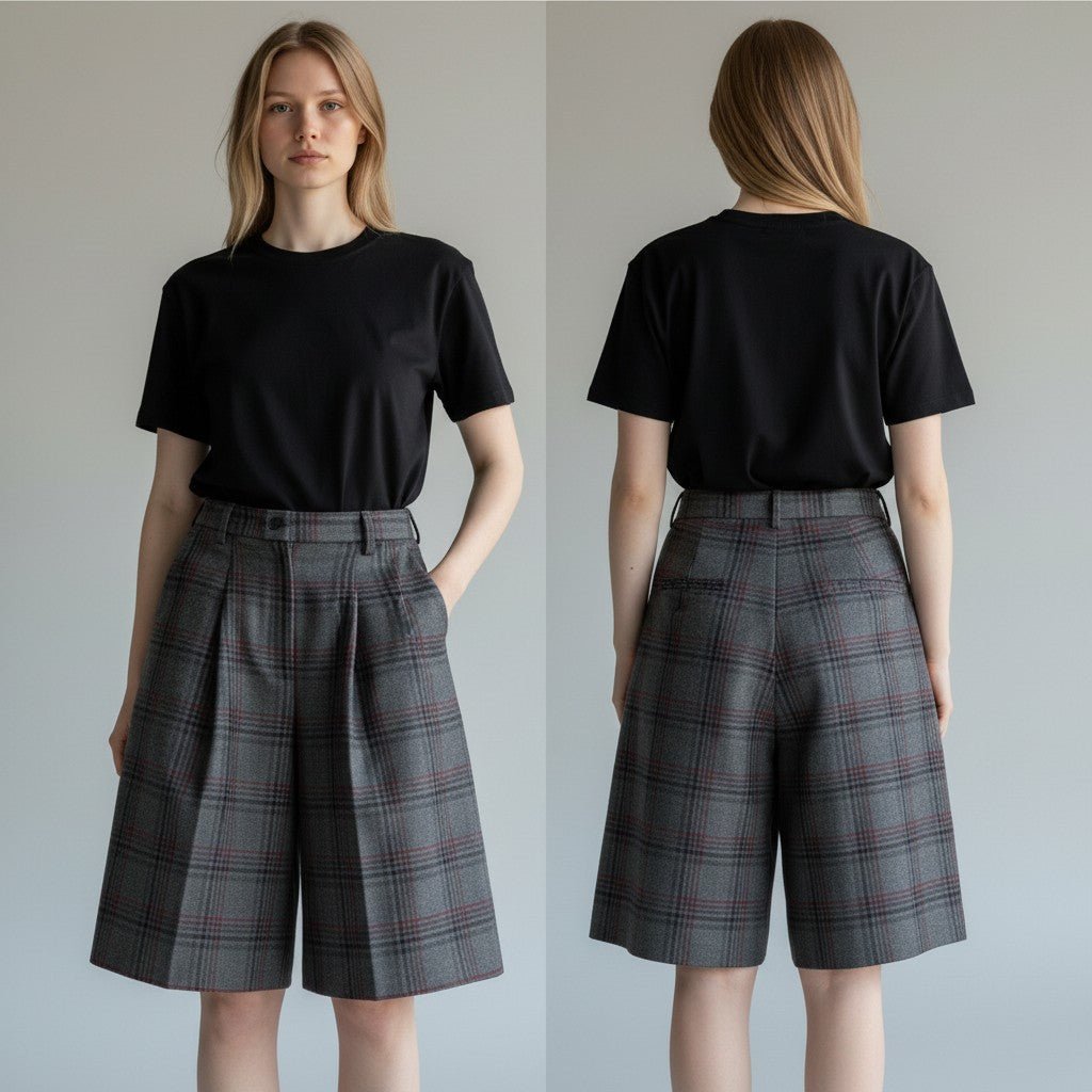 BERMUDA CHECK TENSIONE IN - XE BLU Abbigliamento Donna