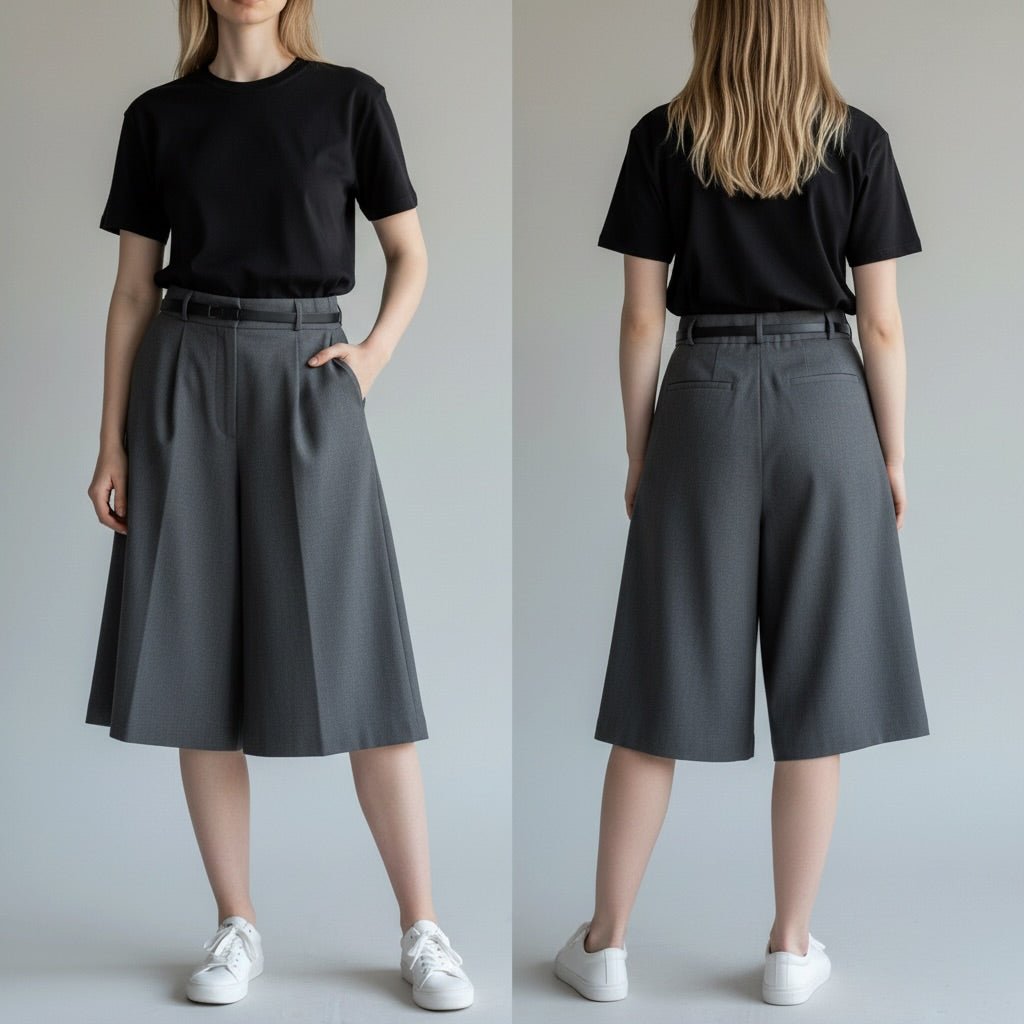 BERMUDA GAMBA AMPIA TENSIONE IN - XE BLU Abbigliamento Donna
