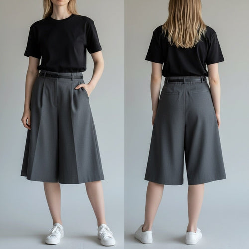 BERMUDA GAMBA AMPIA TENSIONE IN - XE BLU Abbigliamento Donna