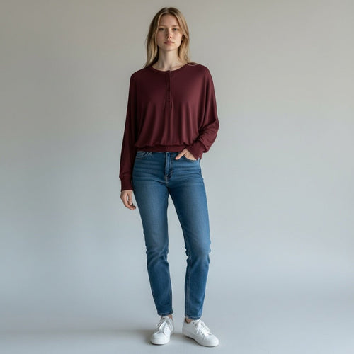 BODY MANICA AMPIA MOTEL - XE BLU Abbigliamento Donna