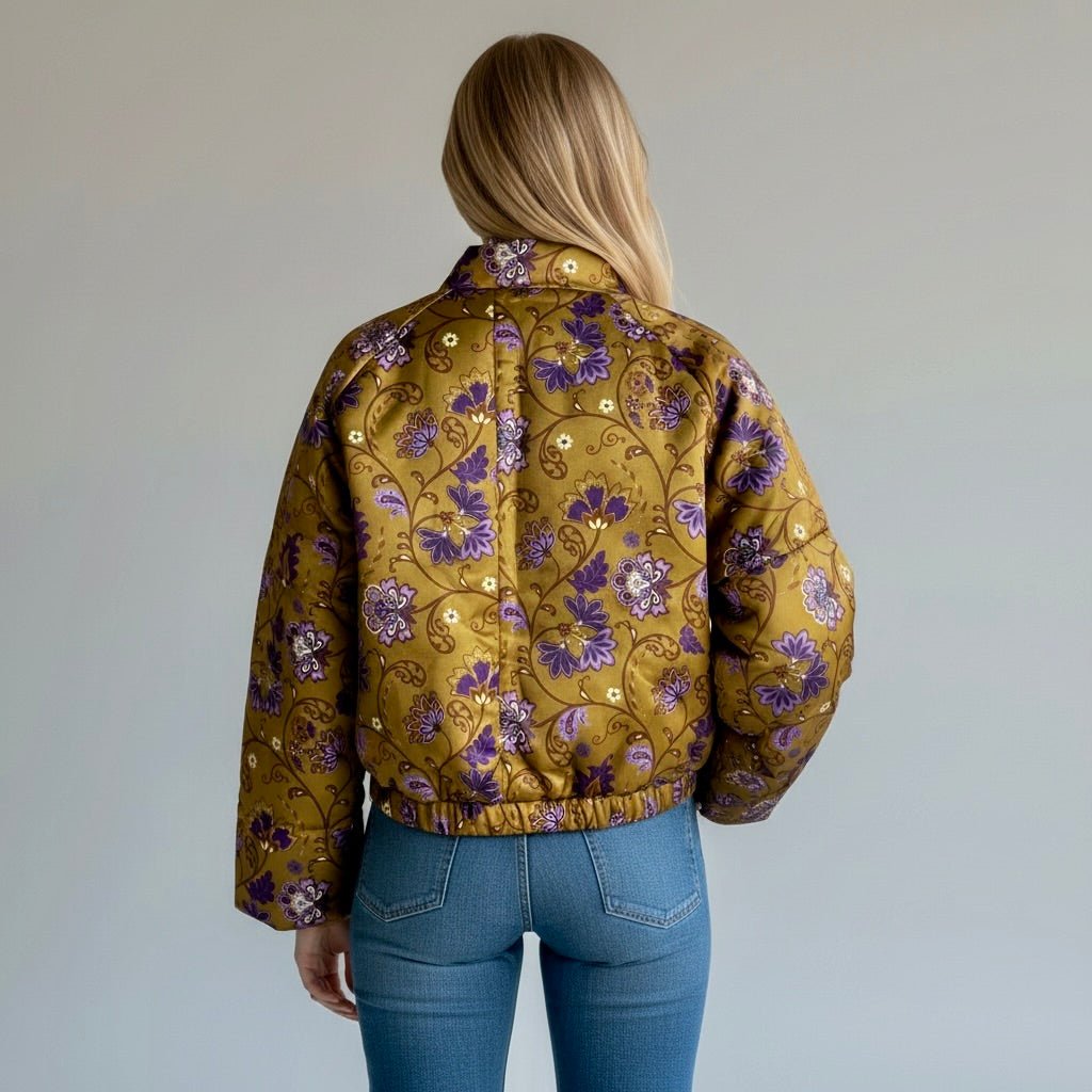 BOMBER A FIORI SUSY MIX - XE BLU Abbigliamento Donna