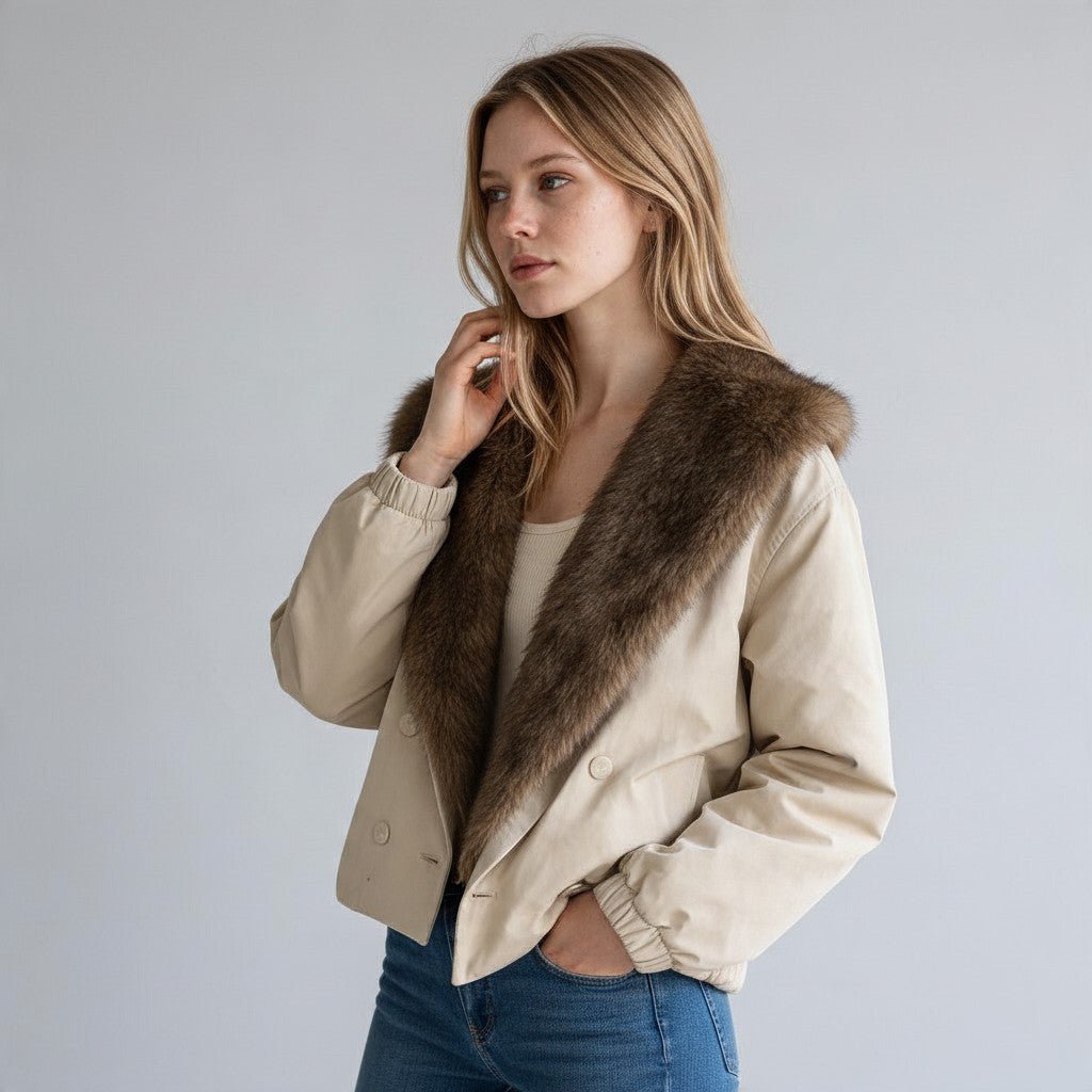 BOMBER CON INSERTO ECOPELLICCIA SUSY MIX - XE BLU Abbigliamento Donna