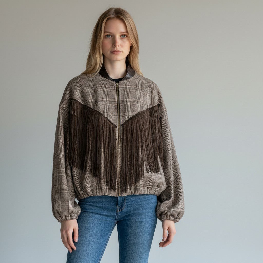 BOMBER FRANGE VICOLO - XE BLU Abbigliamento Donna