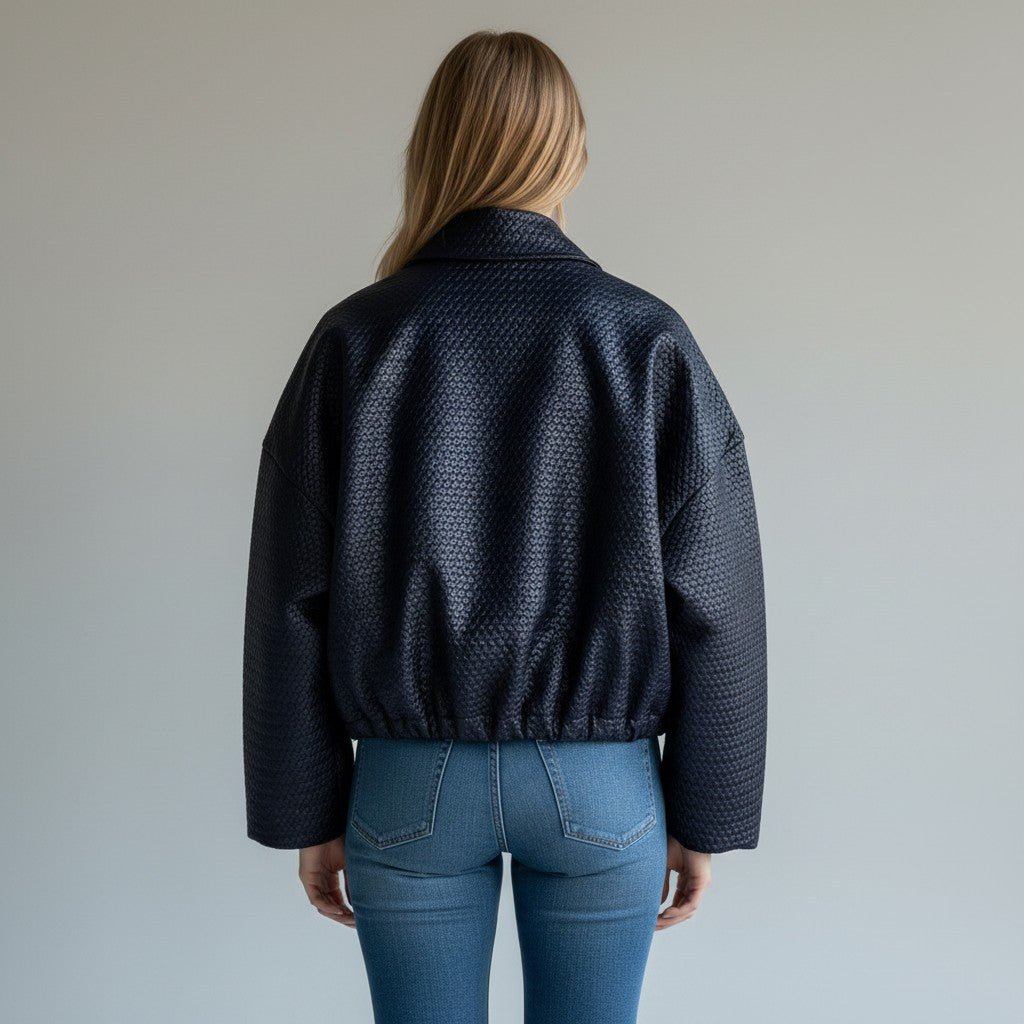 BOMBER IN ECOPELLE HAVEONE - XE BLU Abbigliamento Donna