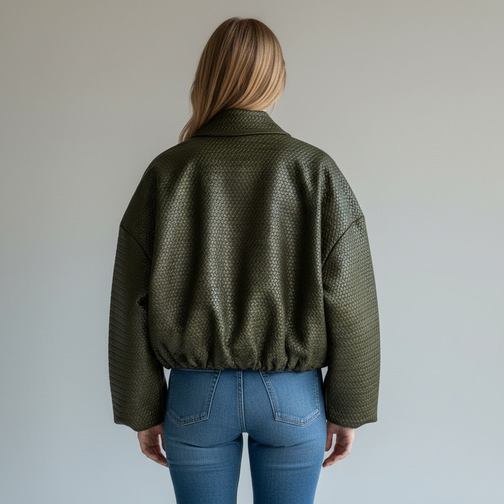BOMBER IN ECOPELLE HAVEONE - XE BLU Abbigliamento Donna
