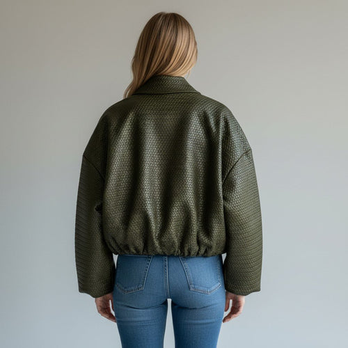 BOMBER IN ECOPELLE HAVEONE - XE BLU Abbigliamento Donna