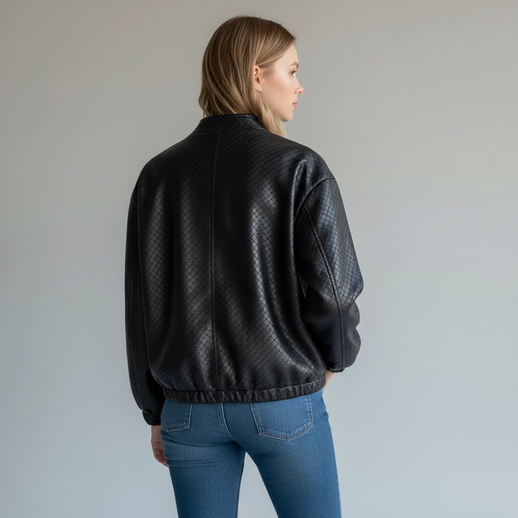 BOMBER IN ECOPELLE INTRECCIATA SUSY MIX - XE BLU Abbigliamento Donna