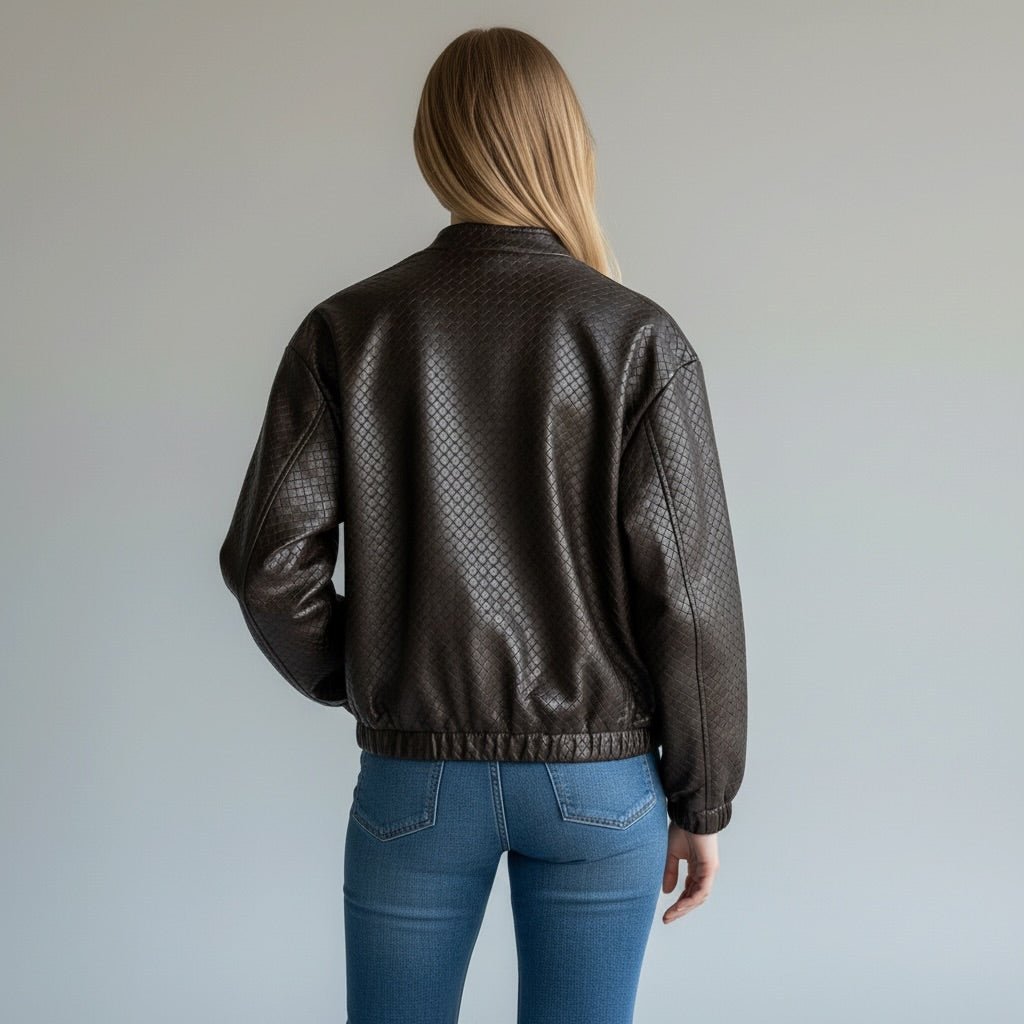 BOMBER IN ECOPELLE INTRECCIATA SUSY MIX - XE BLU Abbigliamento Donna