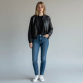 BOMBER IN ECOPELLE INTRECCIATA SUSY MIX - XE BLU Abbigliamento Donna