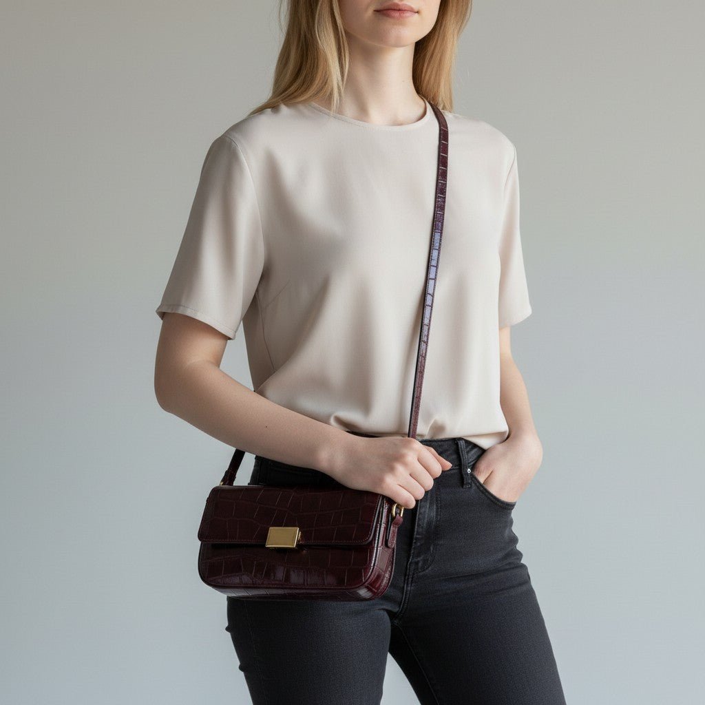 BORSETTA STAMPA COCCO - XE BLU Abbigliamento Donna