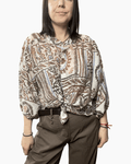 CAMICIA A FANTASIA COLLO COREANA SUSY MIX - XE BLU ABBIGLIAMENTO