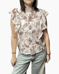 CAMICIA A FANTASIA CON MANICA AD ALETTA SUSY MIX - XE BLU ABBIGLIAMENTO