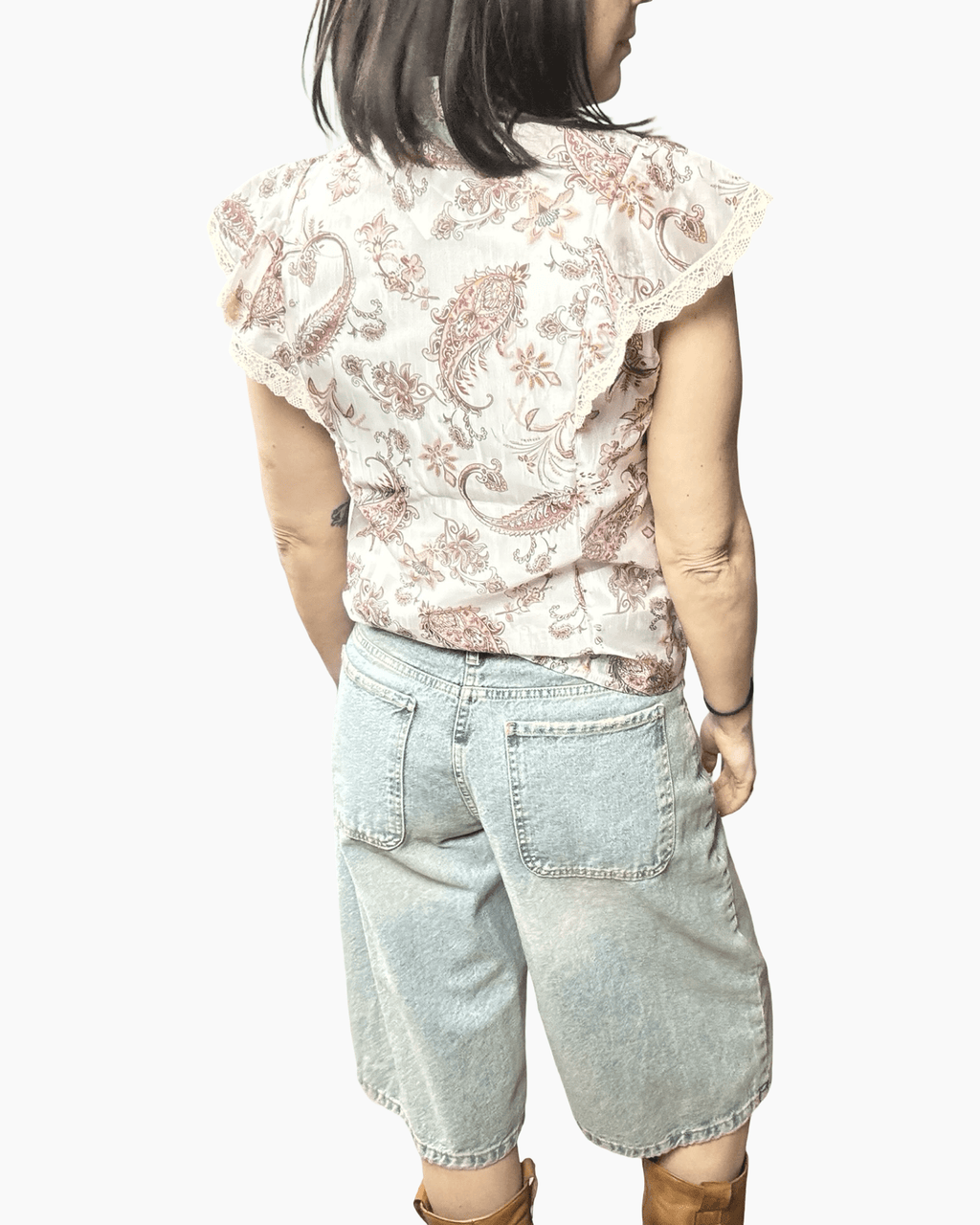 CAMICIA A FANTASIA CON MANICA AD ALETTA SUSY MIX - XE BLU ABBIGLIAMENTO