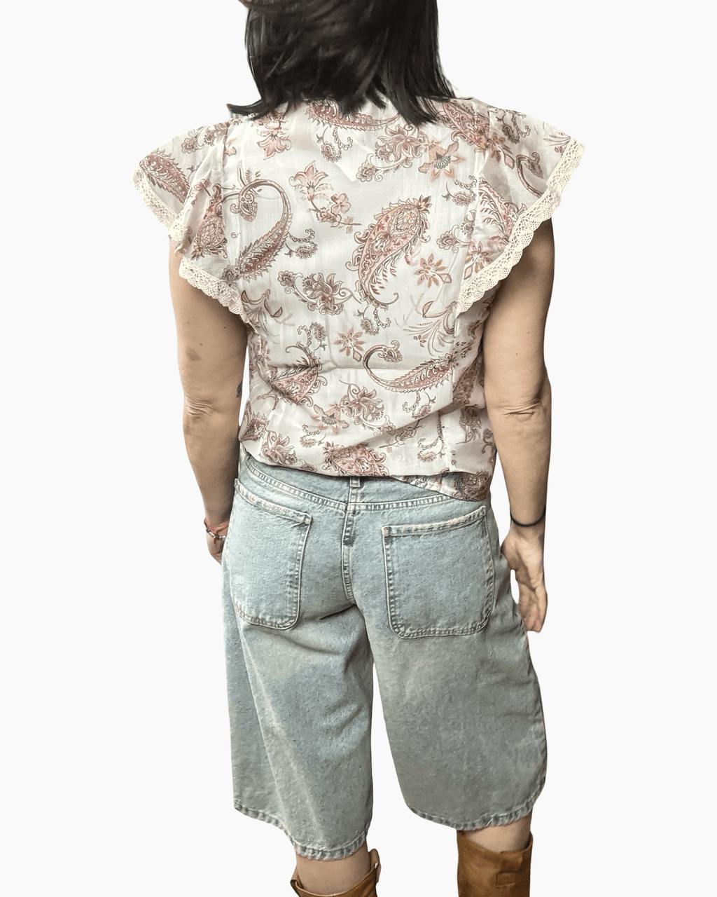 CAMICIA A FANTASIA CON MANICA AD ALETTA SUSY MIX - XE BLU ABBIGLIAMENTO