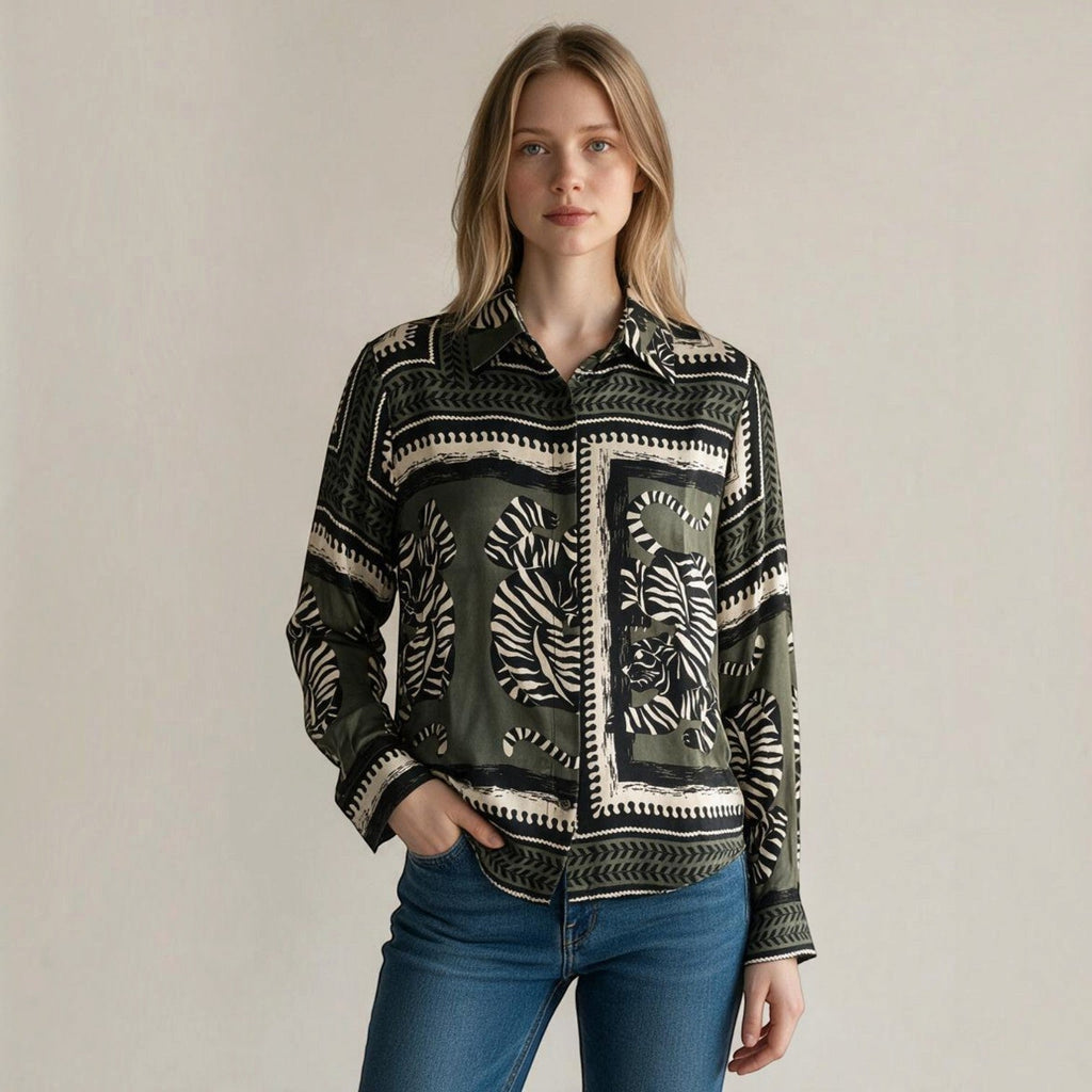CAMICIA A FANTASIA SUSY MIX - XE BLU Abbigliamento Donna