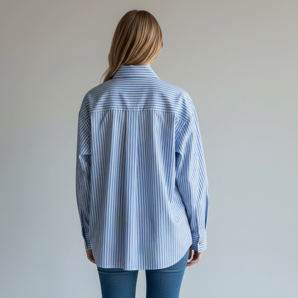 CAMICIA A RIGHE CON TASCA PAILLETTES SUSY MIX - XE BLU Abbigliamento Donna