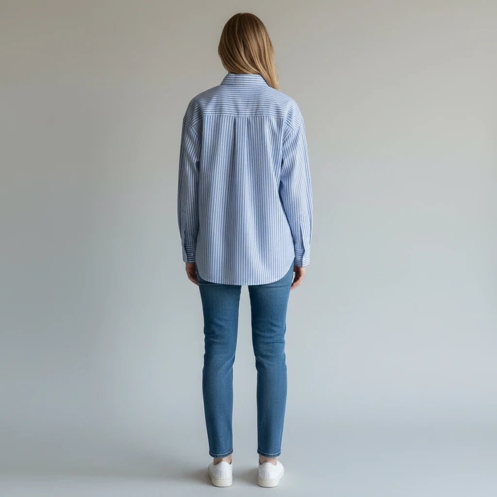 CAMICIA A RIGHE CON TASCA PAILLETTES SUSY MIX - XE BLU Abbigliamento Donna