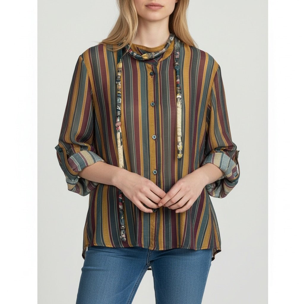 CAMICIA A RIGHE HAVEONE - XE BLU Abbigliamento Donna