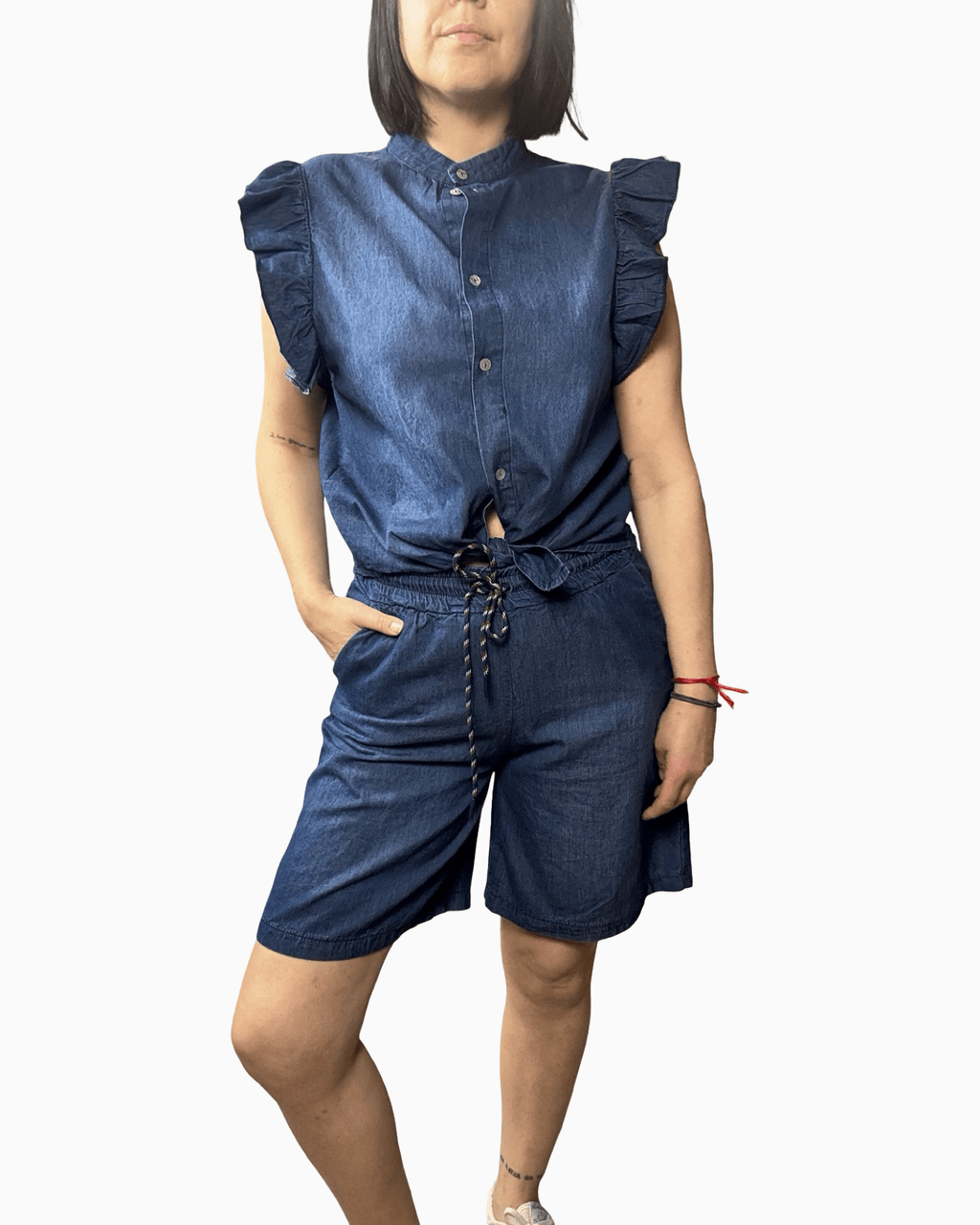 CAMICIA ALETTA IN CHAMBRAY SUSY MIX - XE BLU ABBIGLIAMENTO