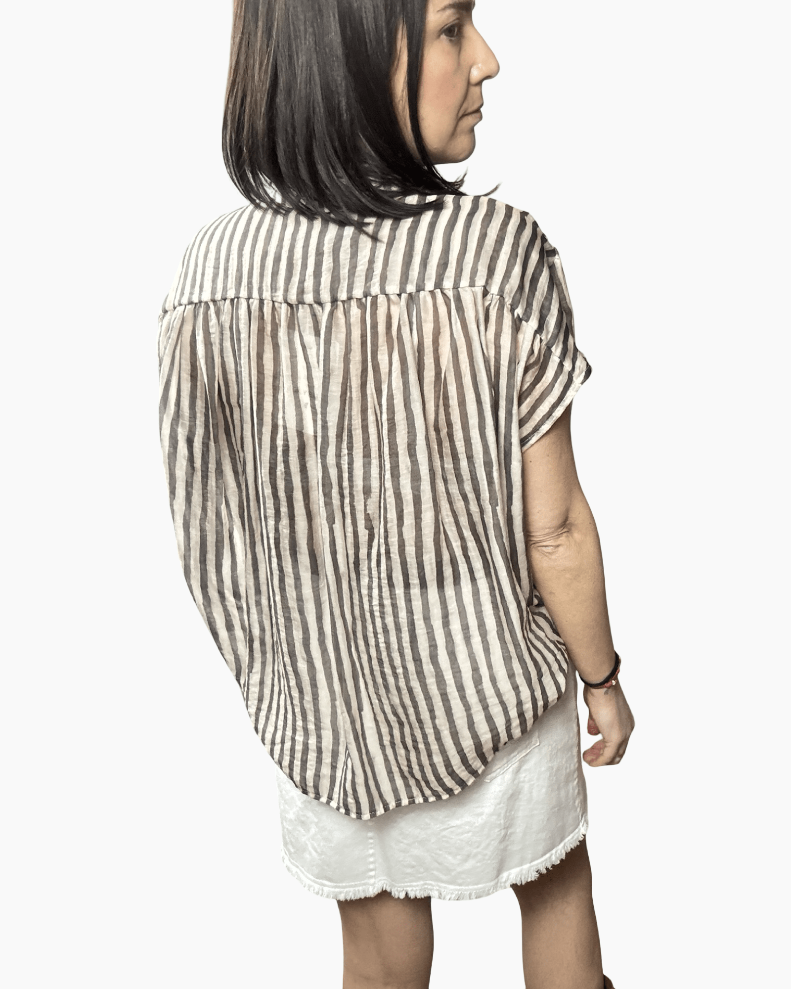 CAMICIA ANNODATA A RIGHE SUSY MIX - XE BLU ABBIGLIAMENTO