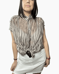 CAMICIA ANNODATA A RIGHE SUSY MIX - XE BLU ABBIGLIAMENTO