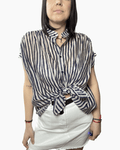 CAMICIA ANNODATA A RIGHE SUSY MIX - XE BLU ABBIGLIAMENTO