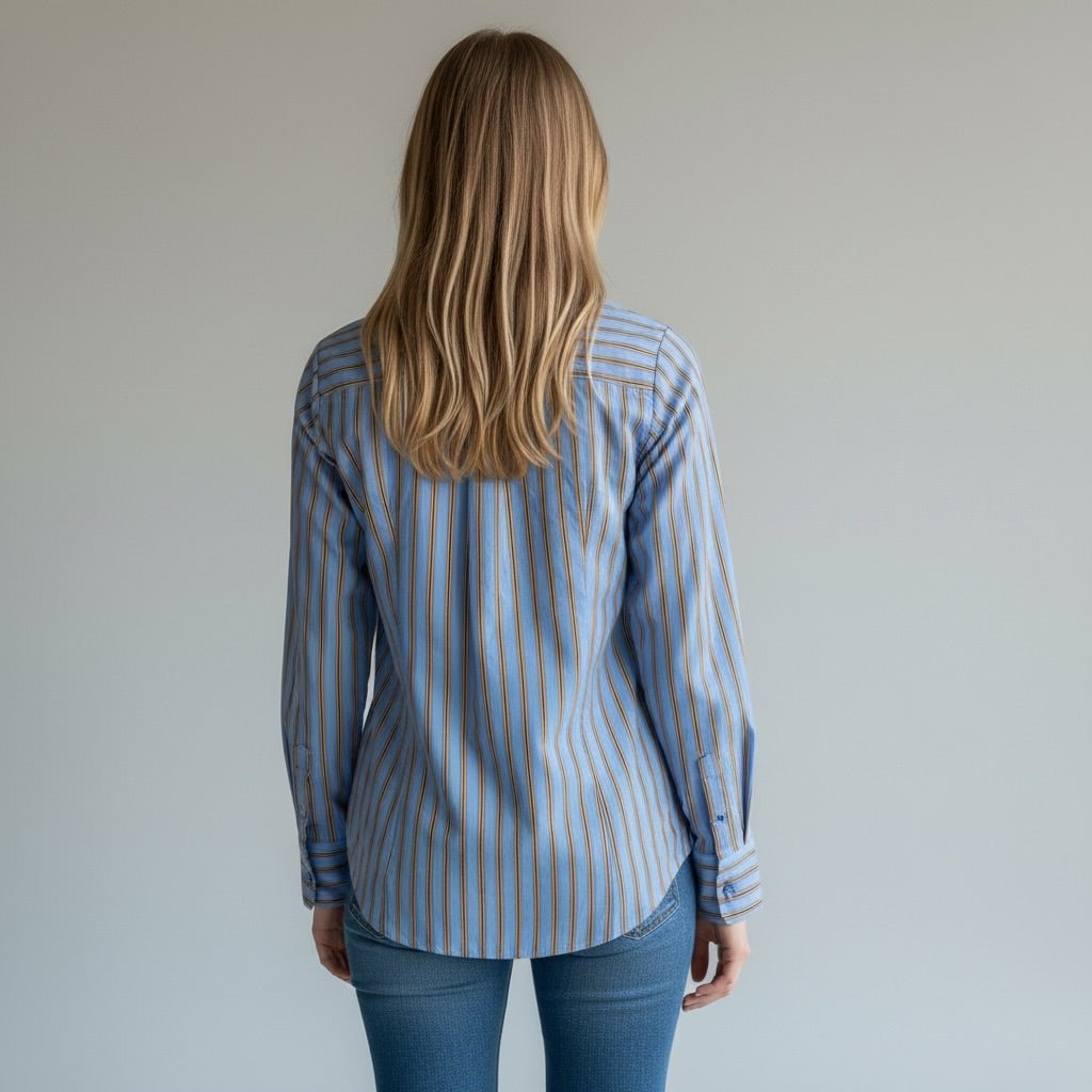 CAMICIA BASIC A RIGHE SUSY MIX - XE BLU Abbigliamento Donna