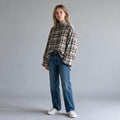 CAMICIA CHECK CON COLLO A IMBUTO TENSIONE IN - XE BLU Abbigliamento Donna