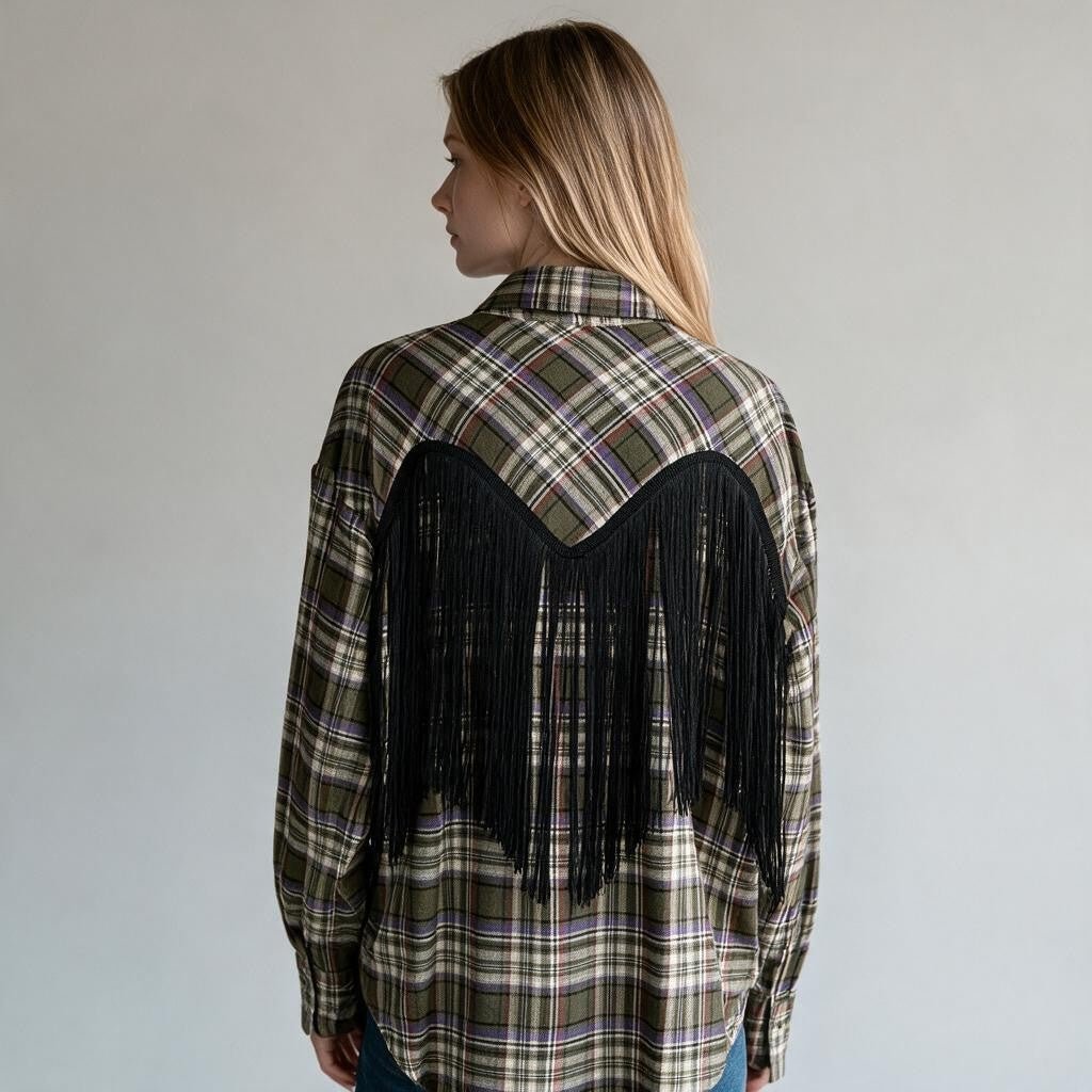 CAMICIA CHECK CON FRANGE HAVEONE - XE BLU Abbigliamento Donna