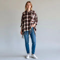 CAMICIA CHECK CON FRANGE TENSIONE IN - XE BLU Abbigliamento Donna
