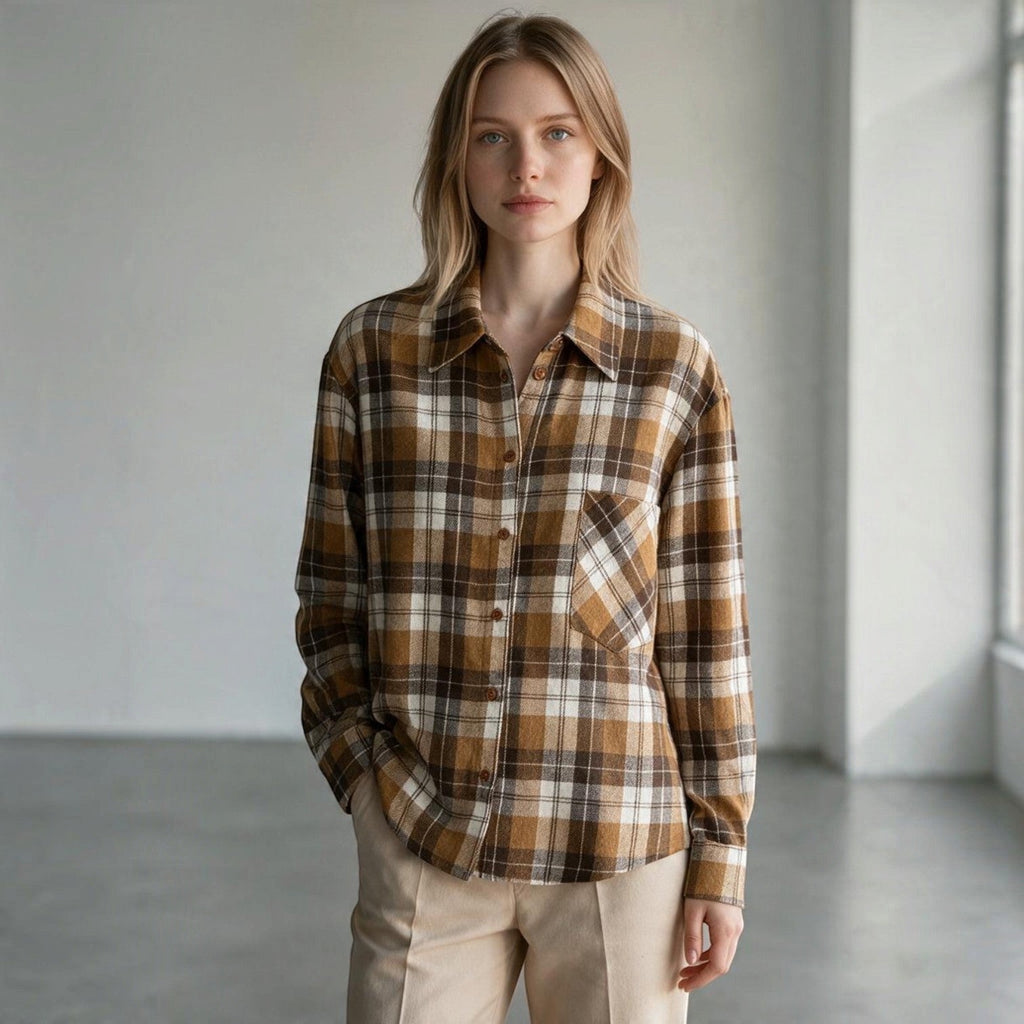 CAMICIA CHECK CON TASCA - XE BLU Abbigliamento Donna