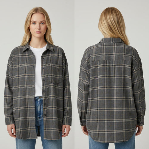 CAMICIA CHECK GRIGIA TENSIONE IN - XE BLU Abbigliamento Donna