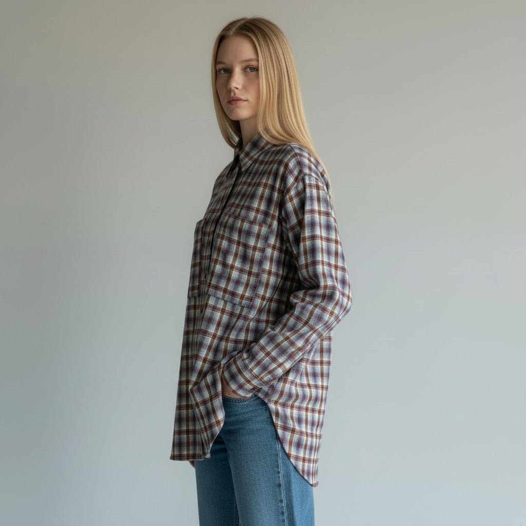 CAMICIA CHECK HAVEONE - XE BLU Abbigliamento Donna