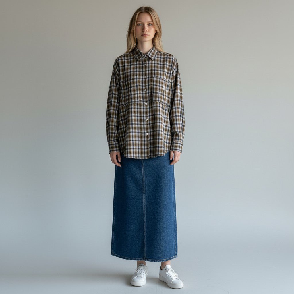 CAMICIA CHECK HAVEONE - XE BLU Abbigliamento Donna