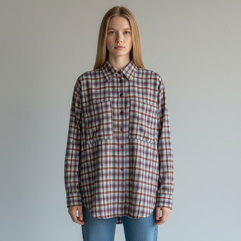 CAMICIA CHECK HAVEONE - XE BLU Abbigliamento Donna