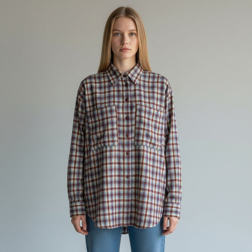 CAMICIA CHECK HAVEONE - XE BLU Abbigliamento Donna