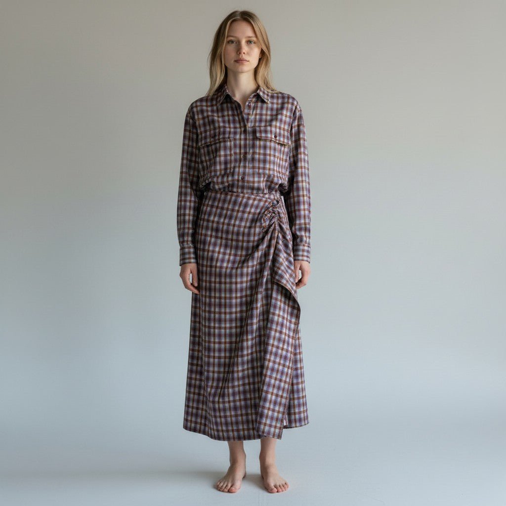 CAMICIA CHECK HAVEONE - XE BLU Abbigliamento Donna
