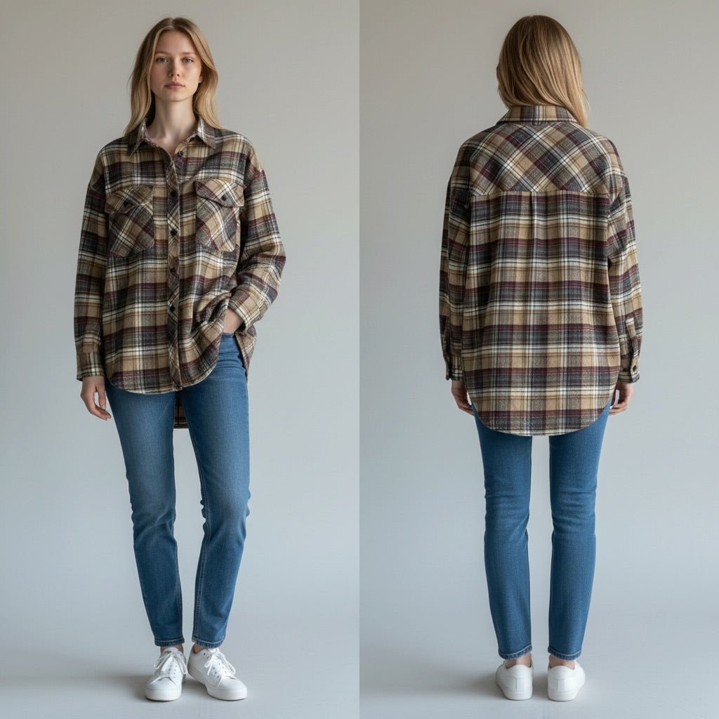 CAMICIA CHECK IN FLANELLA TENSIONE IN - XE BLU Abbigliamento Donna