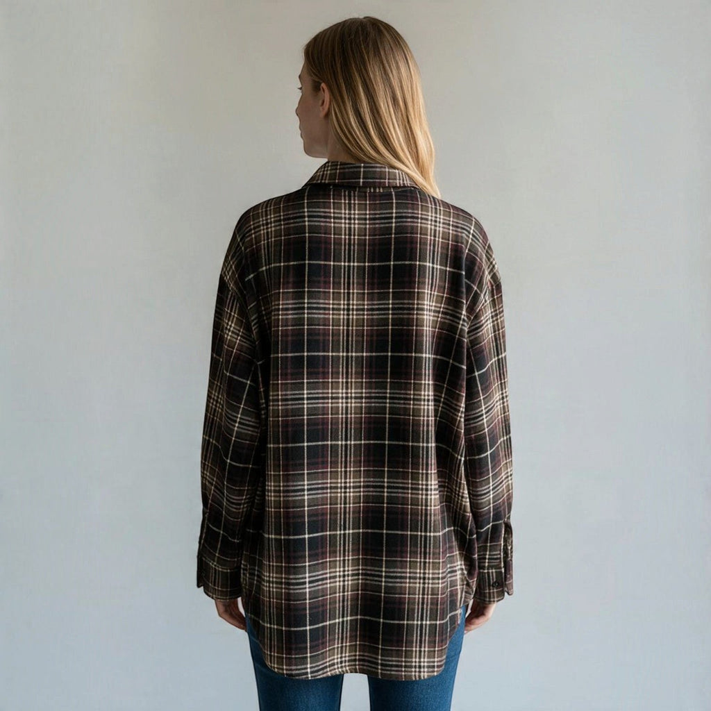 CAMICIA CHECK OVER BORDEAUX SUSY MIX - XE BLU Abbigliamento Donna