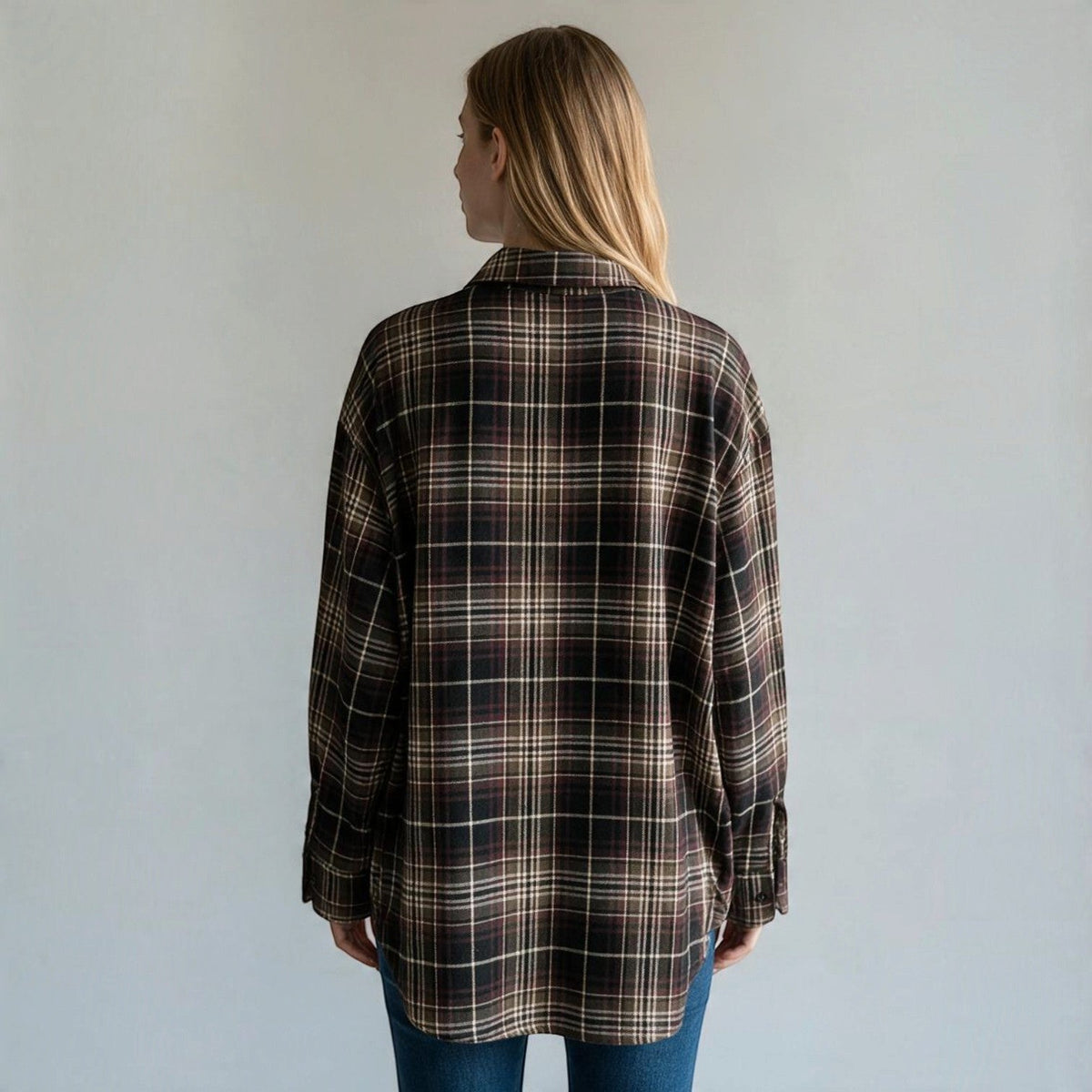 CAMICIA CHECK OVER BORDEAUX SUSY MIX - XE BLU Abbigliamento Donna