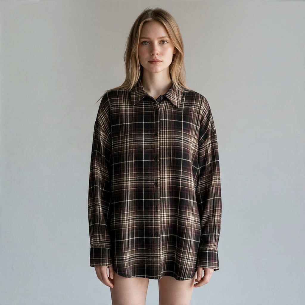 CAMICIA CHECK OVER BORDEAUX SUSY MIX - XE BLU Abbigliamento Donna
