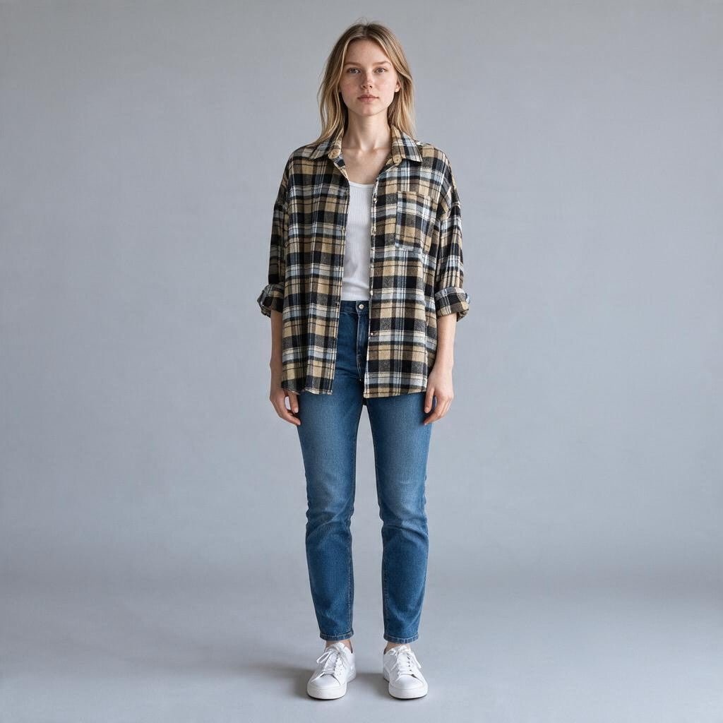 CAMICIA CHECK SUSY MIX - XE BLU Abbigliamento Donna