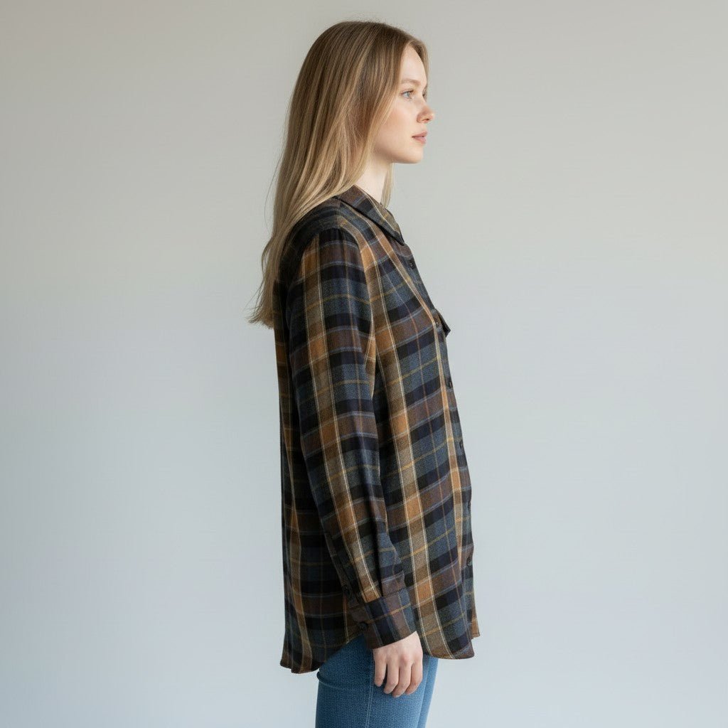 CAMICIA CHECK VICOLO - XE BLU Abbigliamento Donna